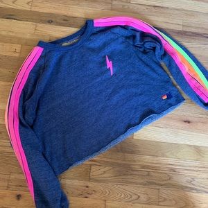 Aviator Nation bolt embroidery cropped sweatshirt